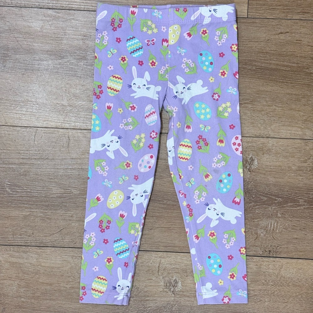 ⭐ 5/$20 ⭐ Children's Place 3T Lavender Easter Bunny Egg Leggings
